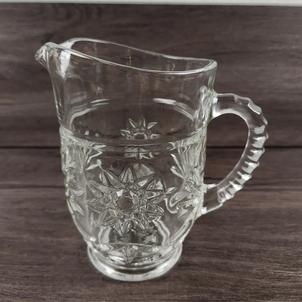 Vintage Anchor Hocking Pint Pitcher Starburst Star of David 5.5''
